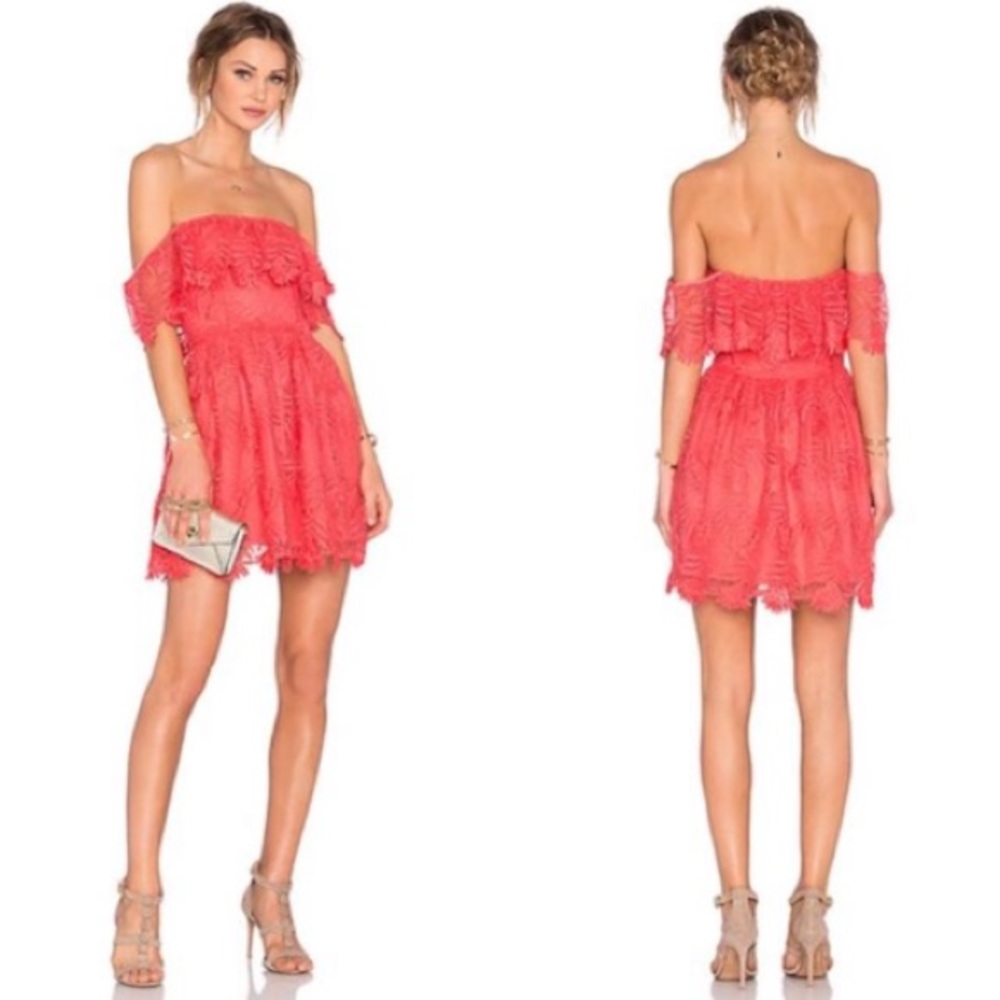NWT Lover + Friends Womens Mini Lace Dress Size S Cherry Red Dopamine Dressing - Picture 2 of 11